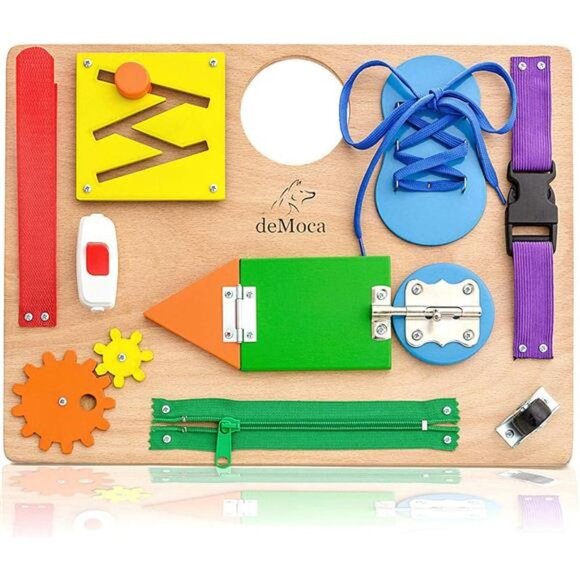 Busy Board for Toddlers, Montessori Toys for 3 Year Old - 10 Educational Toddler